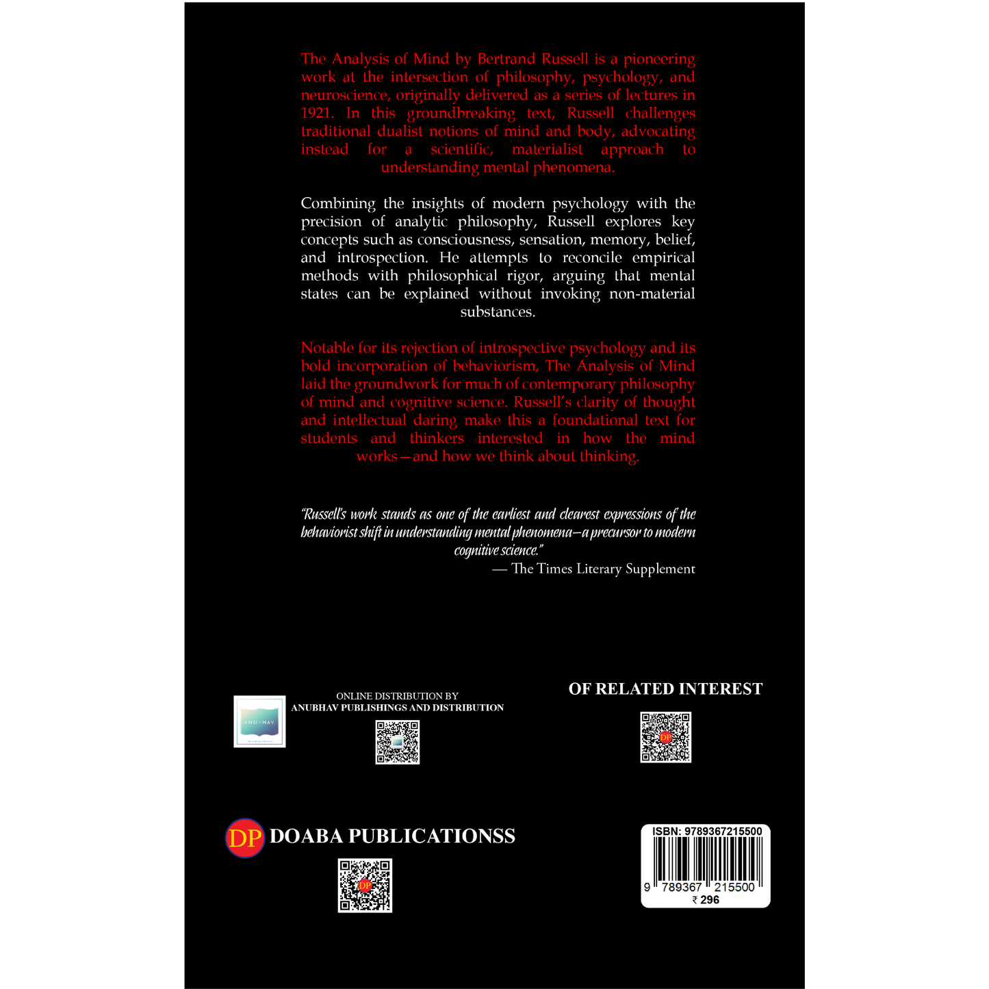 The Analysis of Mind by Bertrand Russell